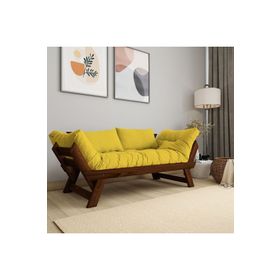Woodesk CPT8166-210 Adalar Masif Ceviz-Sarı Renk 2li Kanepe