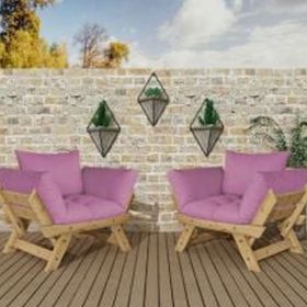 Woodesk CPT8546-NP Adalar Natural Pembe 1+1 Bahçe Takımı