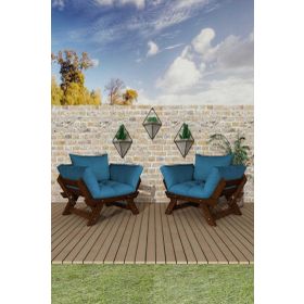Woodesk CPT8557-CM Adalar Ceviz-Mavi Renk 1+1 Bahçe Takımı