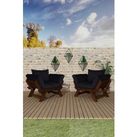 Woodesk CPT8562-CS Adalar Ceviz-Siyah Renk, 1+1 Bahçe Takımı