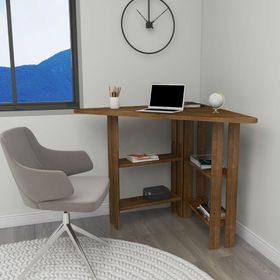 Woodface Best Ceviz Doğal Ahşap Köşe Çalışma Masası