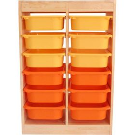 Wood&Joy 12 Gözlü Doğal Ahşap Çok Amaçlı Oyuncak Dolabı