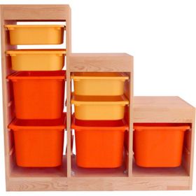 Wood&Joy 8 Gözlü Doğal Ahşap Çok Amaçlı Oyuncak Dolabı