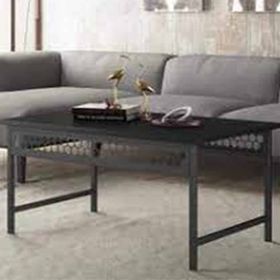 Wood'n Love Felix Premium Altıgen Desen Metal Ferforje Ayak Siyah Orta Sehpa