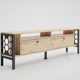 Wood'n Love Luna Atlantik Çam-Siyah 160 cm TV Ünitesi