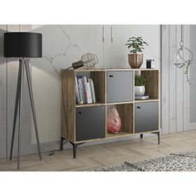 Wood'n Love Orbit 3 Kapaklı Metal Ayaklı Çok Amaçlı Atlantik Çam-Siyah Dolap Konsol