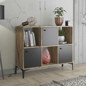 Wood'n Love Orbit 3 Kapaklı Metal Ayaklı Çok Amaçlı Atlantik Çam-Siyah Dolap Konsol