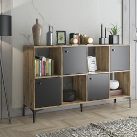 Wood'n Love Satürn 4 Kapaklı Metal Ayaklı Çok Amaçlı Atlantik Çam Siyah Dolap Konsol