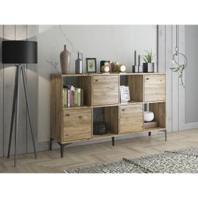 Wood'n Love Satürn 4 Kapaklı Metal Ayaklı Çok Amaçlı Atlantik Çam Siyah Dolap Konsol