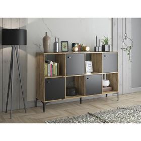 Wood'n Love Satürn 4 Kapaklı Metal Ayaklı Çok Amaçlı Atlantik Çam Siyah Dolap Konsol