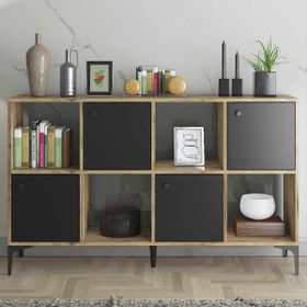 Wood'n Love Satürn 4 Kapaklı Metal Ayaklı Çok Amaçlı Atlantik Çam Siyah Dolap Konsol
