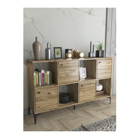 Wood'n Love Satürn 4 Kapaklı Metal Ayaklı Çok Amaçlı Atlantik Çam Siyah Dolap Konsol