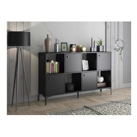 Wood'n Love Satürn Premium 120 cm 4 Kapaklı Metal Ayaklı Çok Amaçlı Siyah Dolap Konsol