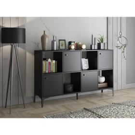 Wood'n Love Satürn Premium 120 cm 4 Kapaklı Metal Ayaklı Çok Amaçlı Siyah Dolap Konsol