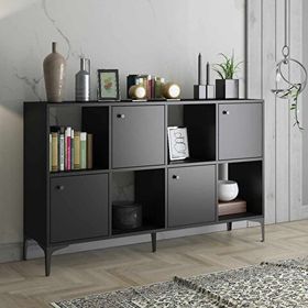 Wood'n Love Satürn Premium 120 cm 4 Kapaklı Metal Ayaklı Çok Amaçlı Siyah Dolap Konsol