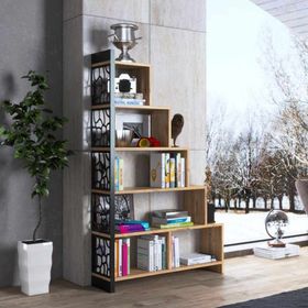 Wood'n Love Silva Metal Merdiven Atlantik Çam-Siyah Kitaplık