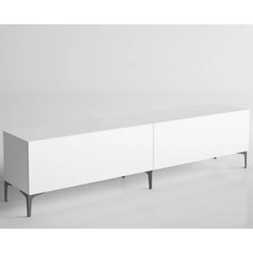 Wood'n Love Vega Premium 200 cm Beyaz-Siyah Geniş Dolap Metal Ayaklı Tv Ünitesi