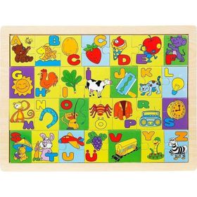 Woody Alfabe Resimli Ahşap Puzzle