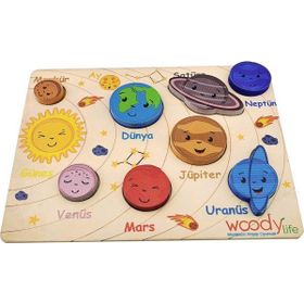 Woody Life Ahşap Bul-Tak Gezegenler Seti Eğitici Zeka Geliştiren Montessori Meteryal