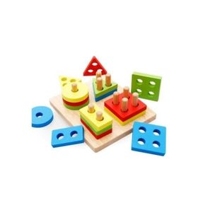 Woody Life Çok Pimli Montessori Mavi Geometrik Şekiller Bul Tak Eğitici Oyun Oyuncak