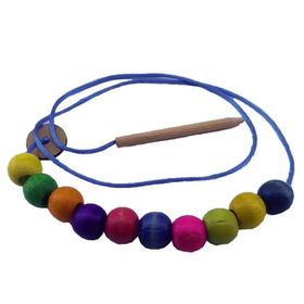 Woody Life Montessori Boncuk İp Dizme Renkli Ahşap Oyuncak