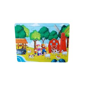Woodylife 30 Parça Aile Çiftlik Hayvan Ve İnsan Puzzle Çocuk Oyuncak Ahşap Yapboz