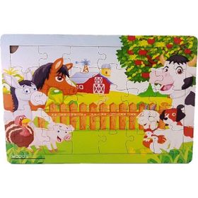 Woodylife Çiftlik Hayvanları 35 Parça Puzzle Eğitici Çocuk Oyuncak Renkli Ahşap Yapboz