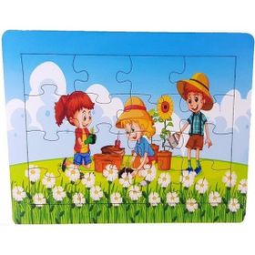 Woodylife Papatya Toplayan Çocuklar 30 Parça Puzzle Eğitici Çocuk Oyuncak Renkli Ahşap Yapboz