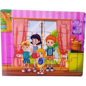 Woodylife Sevimli AILE16 Parça Puzzle Eğitici Çocuk Oyuncak Renkli Ahşap Yapboz