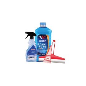 Wörf 2.5 lt Cam Suyu&Buz Çözücü&Buz Kazıyıcı&Çekçek&4'lü Bez Kışlık Oto Bakım Seti
