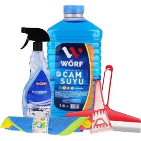 Wörf 2.5 lt Cam Suyu&Buz Çözücü&Buz Kazıyıcı&Çekçek&4'lü Bez Kışlık Oto Bakım Seti