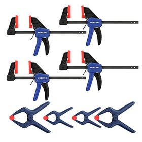 Workpro Mini Tek ve Yaylı Mengene Seti 8x 4 Vidalı Mengene 4 yaylı Kelepçe Ağız Genişliği 45 mm/60 mm Ahşap İşleri İçin El Mengenesi