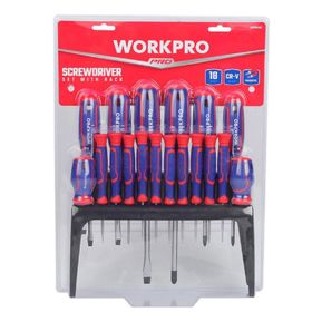 Workpro WP200506 18 Parça Duvar Askı Aparatlı Profesyonel CR-V Manyetik Tornavida Seti