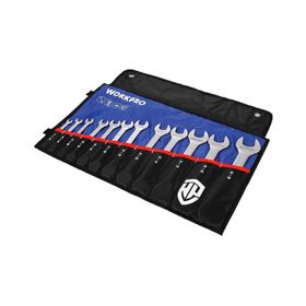 Workpro WP202507 6-32 mm 12 Parça CR-V Profesyonel Açık Ağız Anahtar Takımı ve Bez Taşıma Kılıfı