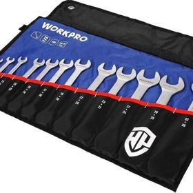 Workpro WP202507 6-32 mm 12 Parça CR-V Profesyonel Açık Ağız Anahtar Takımı ve Bez Taşıma Kılıfı