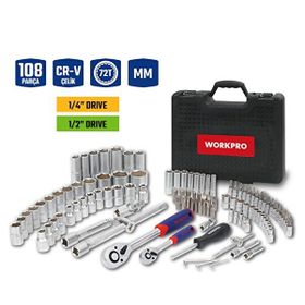 Workpro WP202535 1/4'’ 1/2'’ 108 Parça Cr-V Metrik Lokma Takımı
