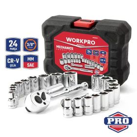 Workpro WP202541 3/8'’ Cr-V 24 Parça Metrik/İnç Ağır Hizmet Lokma Takımı