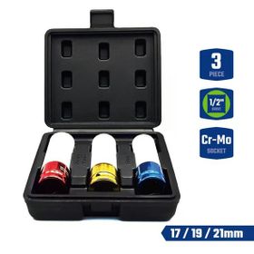 Workpro Wp202591 17/19/21 mm 3 Parça 1/2'' Cr-Mo Profesyonel Darbeli Derin Lokma Seti