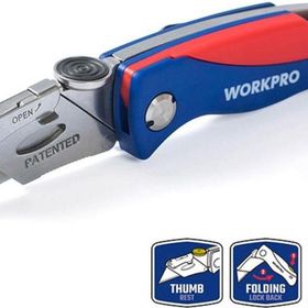 Workpro WP211006 Ağır Hizmet Paslanmaz Çelik Gövde Katlanır Rötuş Maket Bıçağı ve 6 Adet Yedek Bıçak