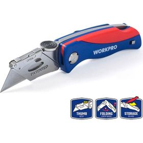 Workpro WP211006 Ağır Hizmet Paslanmaz Çelik Gövde Katlanır Rötuş Maket Bıçağı ve 6 Adet Yedek Bıçak