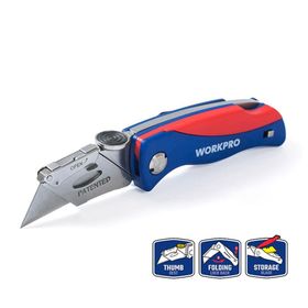 Workpro WP211006 Ağır Hizmet Paslanmaz Çelik Gövde Katlanır Rötuş Maket Bıçağı ve 6 Adet Yedek Bıçak