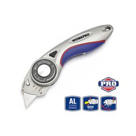 Workpro WP211013 Ağır Hizmet Alüminyum Gövde Açı Ayarlı Katlanır Rötuş Maket Bıçağı ve 5 Adet Yedek Bıçak