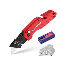 Workpro WP211018 Profesyonel Katlanır Çok Amaçlı Rötuş Maket Bıçağı ve 10 Adet Yedek Bıçak