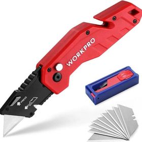 Workpro WP211018 Profesyonel Katlanır Çok Amaçlı Rötuş Maket Bıçağı ve 10 Adet Yedek Bıçak