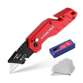 Workpro WP211018 Profesyonel Katlanır Çok Amaçlı Rötuş Maket Bıçağı ve 10 Adet Yedek Bıçak