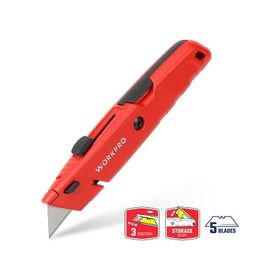 Workpro WP213009 Ağır Hizmet Alüminyum Gövde Geri Çekilebilir Rötuş Maket Bıçağı ve 5 Adet Yedek Bıçak
