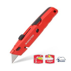 Workpro WP213009 Ağır Hizmet Alüminyum Gövde Geri Çekilebilir Rötuş Maket Bıçağı ve 5 Adet Yedek Bıçak