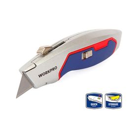 Workpro WP213011 Ağır Hizmet Alüminyum Gövde Geri Çekilebilir Rötuş Maket Bıçağı ve 3 Adet Yedek Bıçak
