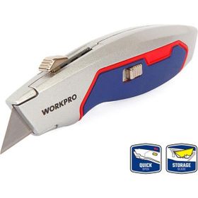 Workpro WP213011 Ağır Hizmet Alüminyum Gövde Geri Çekilebilir Rötuş Maket Bıçağı ve 3 Adet Yedek Bıçak