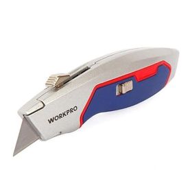Workpro WP213011 Ağır Hizmet Alüminyum Gövde Geri Çekilebilir Rötuş Maket Bıçağı ve 3 Adet Yedek Bıçak